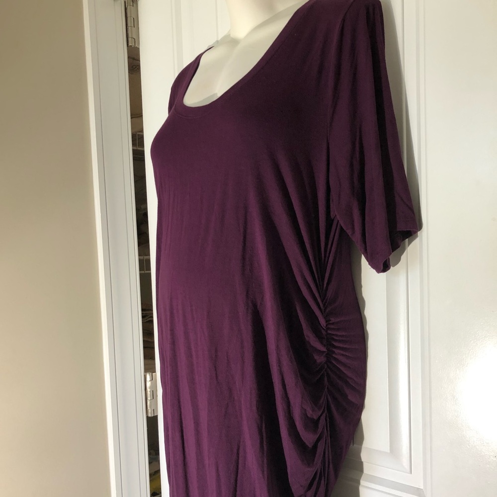Wine Colored Motherhood Maternity Midi Dress